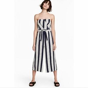 RARE- H&M Bandeau Black & Cream Jumpsuit with Sash